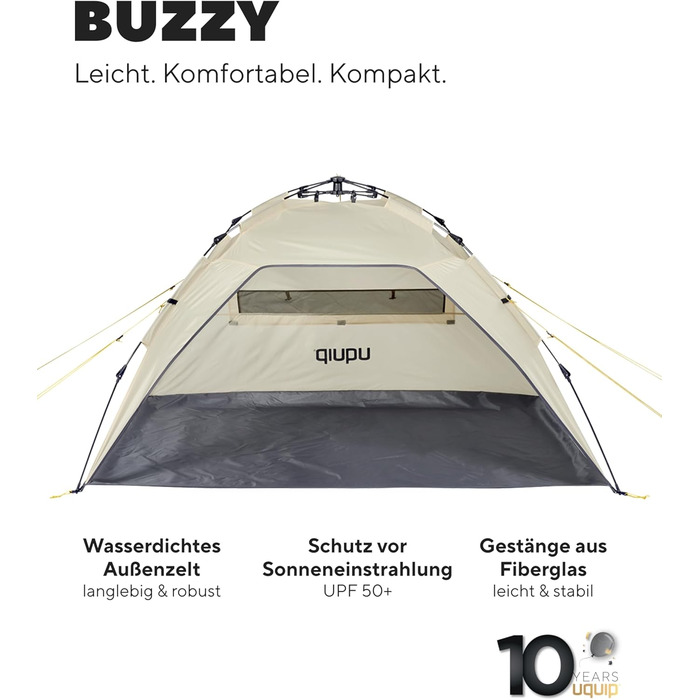 Пляжний намет Uquip Buzzy Boulder 150 x 110 x 215 см Пляжний намет UPF 50 для захисту від сонця, вітру та дощу Портативний пляжний намет із системою швидкого складання Ідеально підходить для пляжу, кемпінгу та пікніків