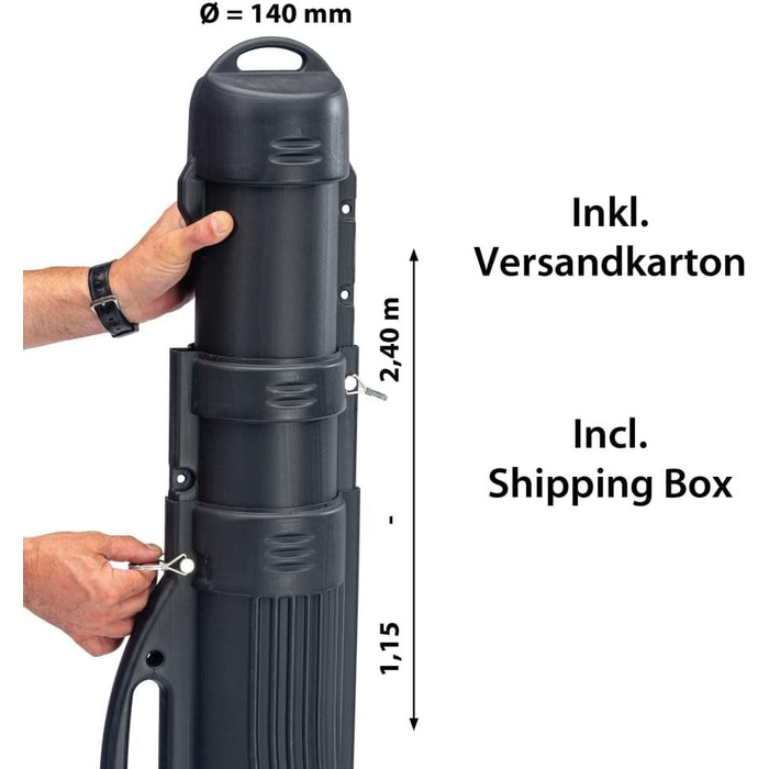Транспортувальна трубка для вудки SAENGER, телескопічна, для кількох вудок, трубка для транспортування вудки 115-240 см, ударостійка