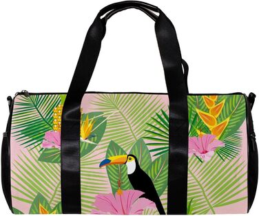 Спортивна сумка, маленька дорожня сумка, сумка для йоги, з тропічним малюнком (пальми, фрукти, квіти), сумка для фітнесу на відкритому повітрі, ручна поклажа