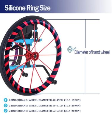 Ручні ободи для інвалідних візків, 20-дюймове нековзке та зносостійке силіконове ручне заднє колесо, ручні ободи для інвалідних візків 20In 003, 003.20in