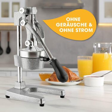 Соковижималка з нержавіючої сталі Lumaland Високоякісна, дуже тиха, ручна соковижималка для цитрусових Стильна ручна соковижималка