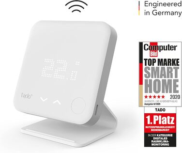 Розумний домашній термостат tado (бездротовий) Wifi Starter Kit V3 із підставкою цифрове керування опаленням для котлів легке встановлення сумісний із Alexa, Siri та Google Assistant
