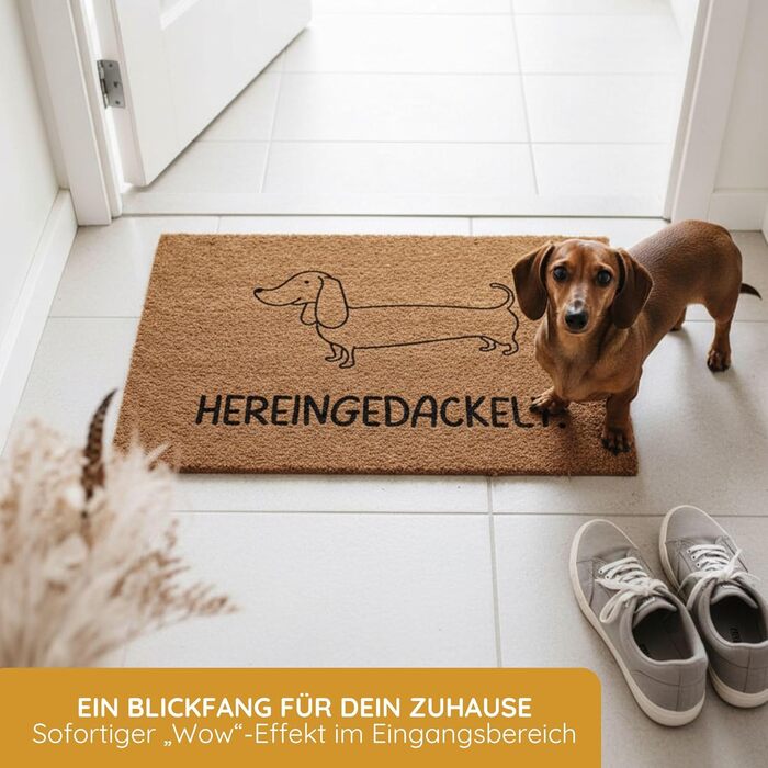 Персоналізований килимок для дверей з кокосового волокна, весільний подарунок, індивідуальні весільні подарунки, подарунки на новосілля та переїзд з індивідуальним ім&39ям (Hereingedackelt, 40x60 см) Hereingedackelt 40 x 60 см (Прямокутний)