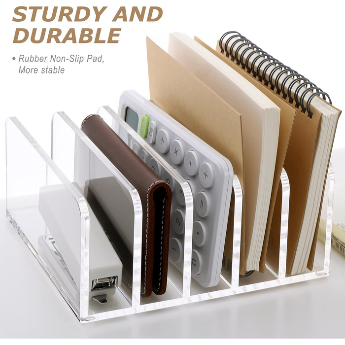 Тримач для листів SANRUI настільний, органайзер для листів з 5-мм акрилу, прозорий тримач для листів для офісу, сім&39ї, домашнього офісу, 5 відділень, легко миється, розміри В 7,5 x 16 x 15 см, модульний, стабільний та компактний