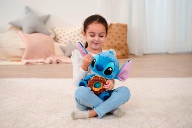 М'яка іграшка Disney Stitch з пончиком плюшевий Stitch з шоколадним пончиком та посипкою, улюблений герой Діснею для фанатів та дітей, блакитний, 25 см, від 0 років
