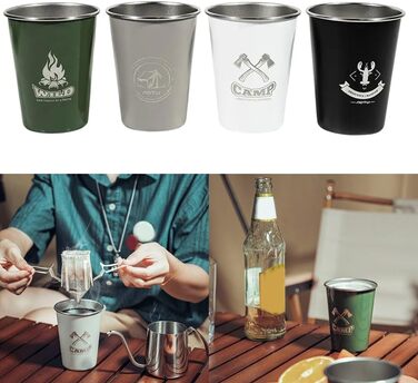 Набір барвистого посуду для кемпінгу, аксесуари для пікніка, кухлі для пригод, харчова нержавіюча сталь 304, полотно, сумка для перенесення в комплекті, зелений