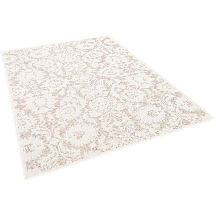 Сучасний килим плоского плетіння Оттава Сучасний дизайн Стійкий до атмосферних впливів, легко чиститься 80 х 150 см Бежеве бароко