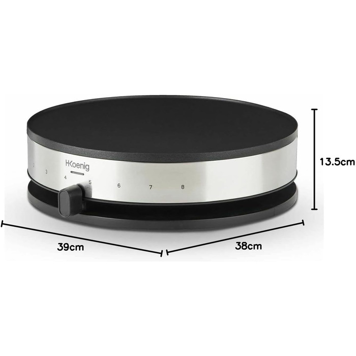 Прилад для крепу H.Koenig KREP29, 33 см, антипригарне покриття, 1300 Вт, чорний одинарний