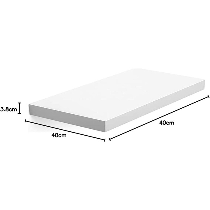 Настінна полиця VASAGLE, Настінна дошка для книг, картин, декору, Плаваюча полиця, 40 x 20 x 3,8 см, Офічна полиця, МДФ, для вітальні, кухні, коридору, спальні, ванної кімнати, білий LWS24WT