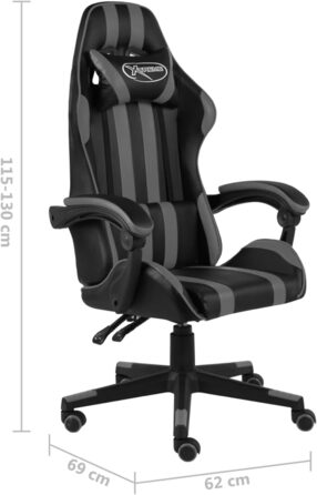 Ігрове крісло Чорно-сіре ігрове крісло зі штучної шкіри, модель 20522