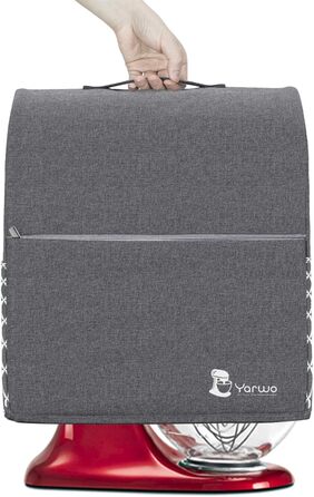 Чохол Yarwo сумісний з аксесуарами для кухонного комбайна Kitchen Aid, захисний чохол з верхньою ручкою для кухонного комбайна та аксесуарів, сірий з ромбоподібним візерунком підходить для 4.3 л і всіх кухонних комбайнів 4.8 л сірий з ромбоподібним візеру