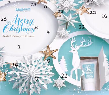Різдвяний календар краси BRUBAKER Cosmetics 2025 - XXL різдвяний календар здоров&39я для жінок та дівчат - 24 засоби догляду за тілом та спа-аксесуари - м&39ятно-блакитний