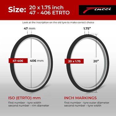 Велосипедні покришки Fincci BMX (20x1.75 дюйма) з камерою Schrader