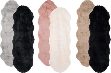 Килим Brandsseller зі штучної овчини 60x180 см XXL Пухнастий килим з високим ворсом із синтетичних волокон Мякий, теплий декоративний чохол для підлоги, дивана, крісла та ліжка Можна прати Для використання в приміщенні та на вулиці Сірий 60 x 180 см (Прям