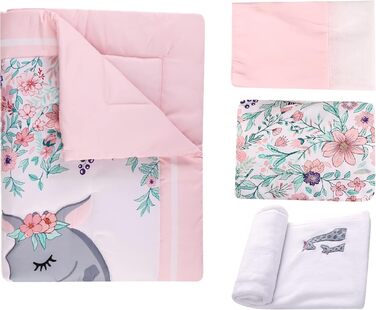 Комплект постільної білизни Jupeollon для дівчаток, жираф, квітковий візерунок, дитяча, дитяче ліжечко, 4-спальне простирадло, ліж