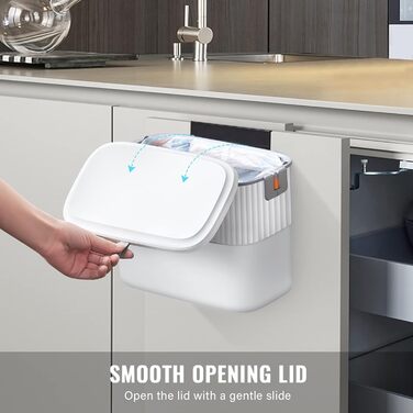 Сміттєвий бак для кухні ELPHECO - підвісний сміттєвий бак на 1,8 галона з кришкою, настінний сміттєвий бак на 7 літрів для дверей