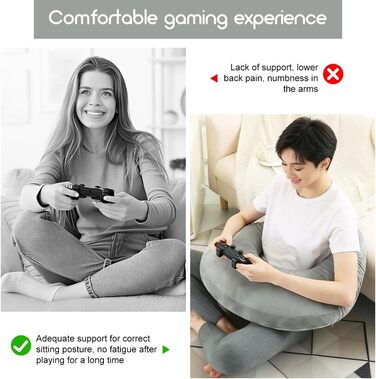 Ергономічна подушка Crealis, подушка для колін, подушка для читання, ергономічна ігрова подушка для рук, подушка для в&39язання гачком, опорна подушка, ергономічна подушка для рук для читання, гри, роботи та в&39язання гачком (сіра)