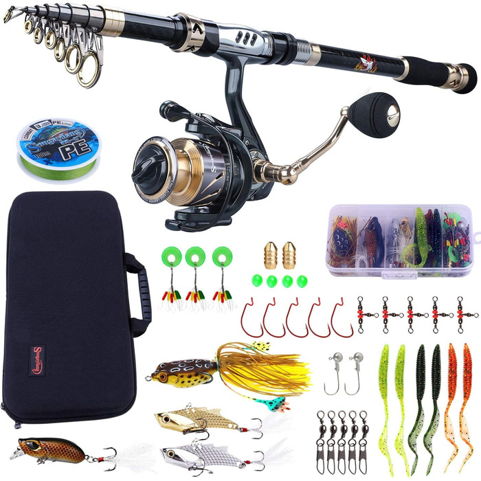 Телескопічна вудка та котушка, комбінована з вуглецевого волокна, для морської та прісної води, комплект спінінгових вудок з 13 1 екранованими кульковими підшипниками, котушка BB, набір для подорожей та риболовлі 2,1 м/6,9 футів