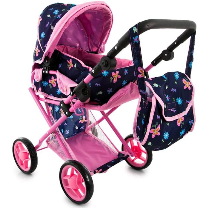 Коляска для ляльок Kinderplay від 1 2 3 років іграшкова коляска - 3 в 1, лялькова коляска зі знімною люлькою і сумкою через плече,