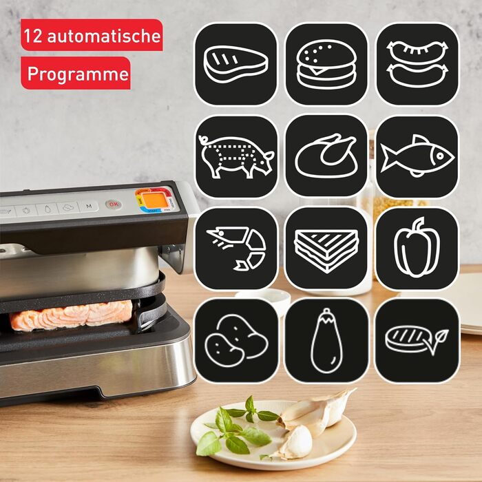 Контактний гриль Tefal OptiGrill 4in1 XL з деком, відкидний, настільний гриль, 12 програм, індикатор рівня приготування, електрогриль, духовка, GC784D10, срібло