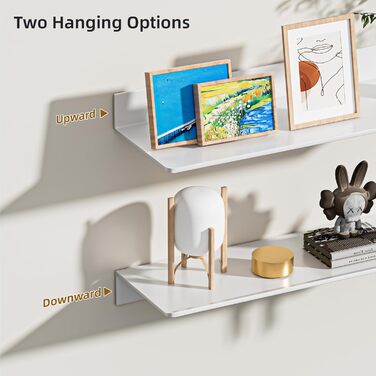 Біла металева настінна полиця, комплект з 2 шт. - Нержавіючий алюміній - Плаваюча полиця - полиця для душу 30 см, не потребує свердління, ідеально підходить для декору та настінного зберігання в будь-якій кімнаті, біла, 30 x 12,5 см