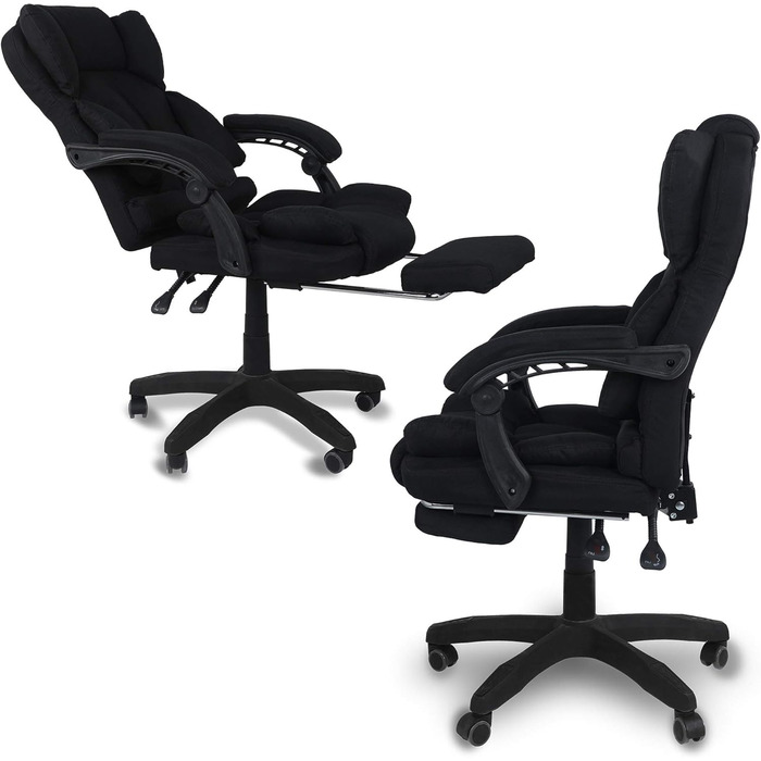 Офісне крісло, ергономічне стільце для столу, крісло керівника з тканини з м&39якими підлокітниками та підголівником, регульоване по висоті крісло, що обертається на 360, крісло, що обертається з тканини, колір чорний