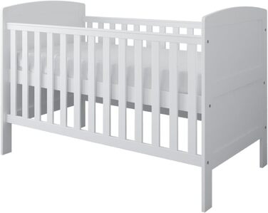 Дитяче ліжко/ліжечко Kids Collective 70x140 см з матрацом, трансформоване ліжечко, регульована висота Біле дитяче ліжко, зроблено в Європі, 70x140 см Від народження до 6 років, 70 x 140 см білий матрац