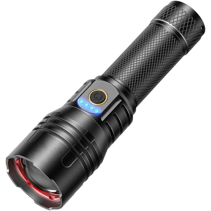 Акумуляторний ліхтарик SuperFire, 1000 люмен, світлодіодний, промінь зі змінним масштабуванням, 5 режимів освітлення, корпус з алюмінієвого сплаву, дальність 1000 м, прожектор та точковий ліхтарик для кемпінгу