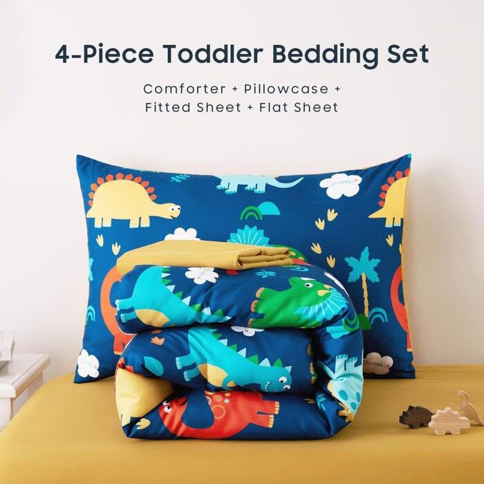Дитячий комплект постільної білизни для хлопчиків, 4-компонентний м'який комплект постільної білизни для дитячого ліжечка з ковдро