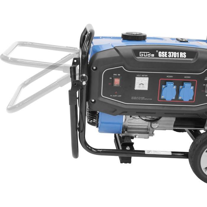 Генератор Gde GSE 3701 RS (4-тактний двигун, бензиновий, 4/5,5 (кВт/к.с.), 2 розетки 230 В, макс. 2800 Вт, час роботи до 16 год, бак 15 л, автоматичний регулятор напруги (ARV), захист від перевантаження, шасі, TV/GS, тестування ДОБРЕ - ДУЖЕ ДОБРЕ)