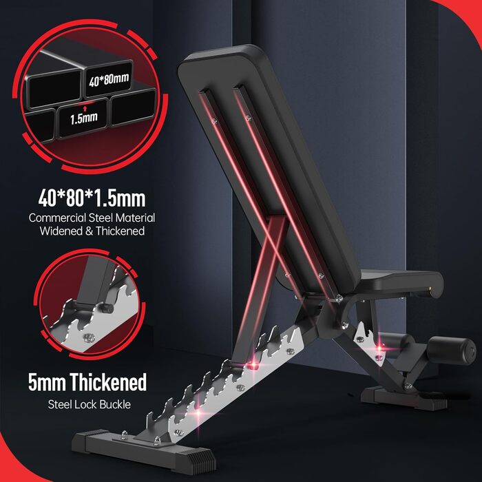 Регульована силова лава JOROTO MD60, складна тренувальна лава, похила лава з потовщеної сталі 1,5 мм для домашнього використання