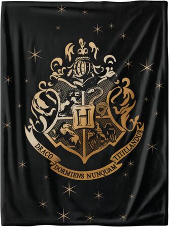 Плед з Гаррі Поттером 150x200 см Плед з коралового флісу з гербом Хоґвортсу, м&39який, для дітей та дорослих Подарунковий плед, чорний