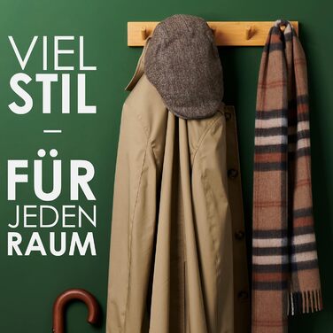 Гачки для одягу дерев'яні (2 шт.) - вішалка дерев'яна з 5 гачками - 43 см - гачки для одягу настінні - настінна вішалка для передп