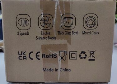 Кухонний електричний подрібнювач Acekool, мультиподрібнювач цибулі потужністю 300 Вт зі скляним контейнером 600 мл, подрібнювач овочів, електричний блендер, мультиподрібнювач - 2 рівня швидкості - BC7