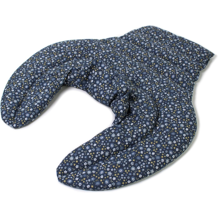 Подушка для шиї та шийного відділу хребта - шия плечі спина - органічна тканина квітковий синій - подушка з органічної спельти - грілка для подушки для шиї - подушка з зернової спельти для шиї та плечей