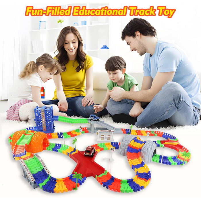 Автомобільна гоночна траса для дітей з 2 іграшковими машинками, дитячі іграшки від 2 3 4 5 6 7 років хлопчика, 309 шт. Автомобільн