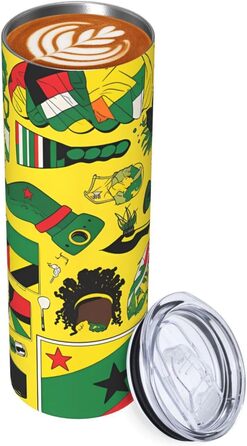 Кухоль з прямою трубочкою, ямайські елементи, принт, дорожній кухоль, підходить для кемпінгу, офісу та дому, 590 мл