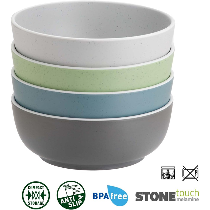 Набір меламінового посуду для кемпінгу 12 предметів - Тарілки та миски для 2-4 осіб DOLOMIT Midday - Штабелюється, стійкий до подряпин Midday, 12 предметів