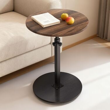 Дерев&39яний журнальний столик на колесах, регульована висота (45-77 см), Ø 40 см, журнальні столики для вітальні, дивани, дерев&39яний журнальний столик з візерунком горіх