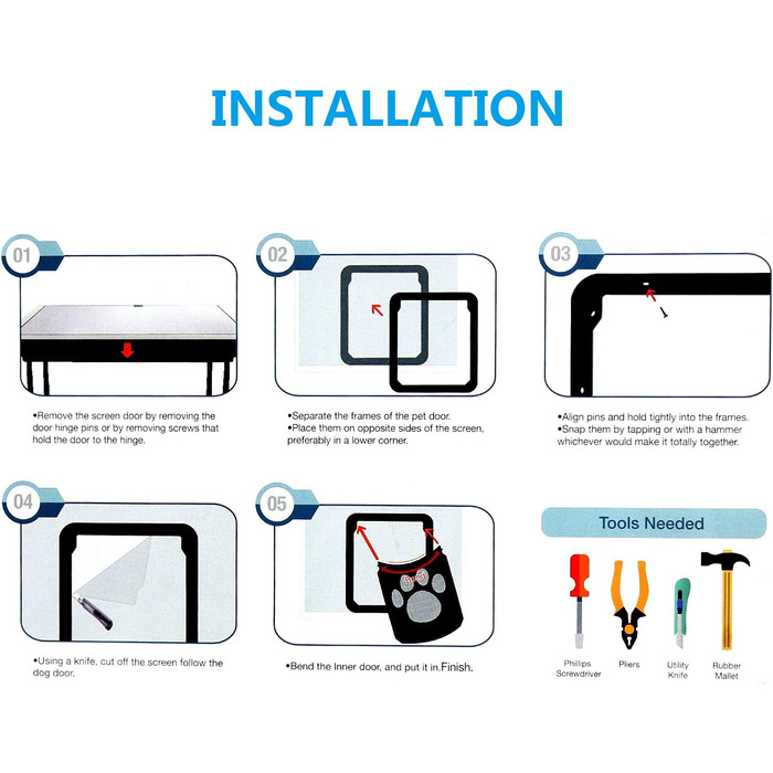 Сітка для мух Pidsen Cat Flap з магнітом, Заслінка для мух для домашніх тварин Автоматичне закриття, Заслінка для собак для сітки від мухи Балконні двері, що замикається на замок, дихаюча для котів Собаки, 29x24 см