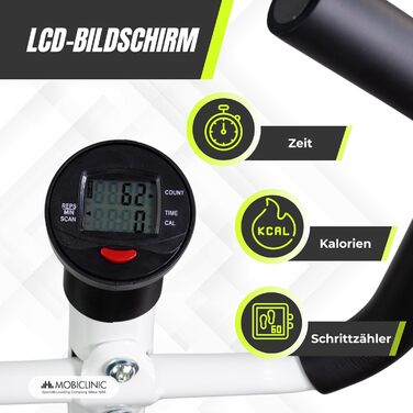 Степер Mobiclinic з кермом, регульована висота, РК-монітор, регульована інтенсивність, нековзні педалі, покроковий тренажер, компактний, домашнє тренування, Step-Pro