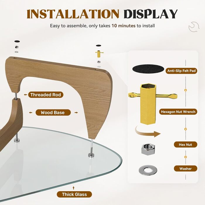 Трикутний журнальний столик, журнальний столик з дерева та загартованого скла з дерев&39яною рамою, сучасні скляні журнальні столики, вінтажні вбудовані столики для вітальні, офісу, колір натурального дерева, маленький 80*48*40 см, колір натурального дере