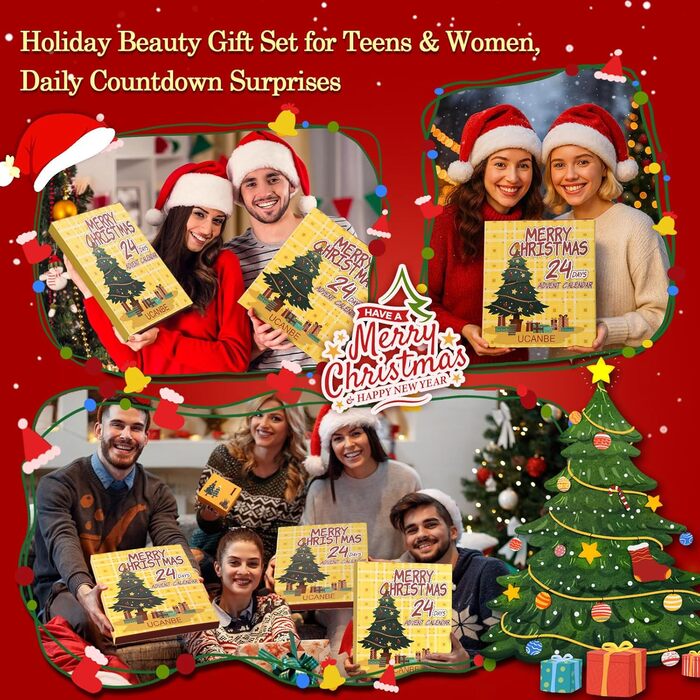 Адвент-календар макіяжу 2025 Краса, 24-денний адвент-календар макіяжу для жінок, стильний зворотний відлік до Різдва з косметичним набором-сюрпризом