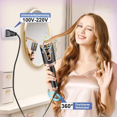 Автоматична плойка COMEIN, плойка для завивки великих локонів Автоматична 4 температури, захист від ошпарювання і знімається для ч