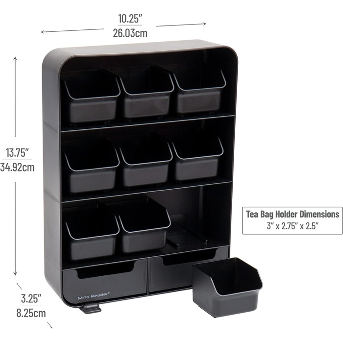 Підставка та органайзер для читання думок Мішкуватий чай у пакетиках 180 чайних пакетиків 180 чайних пакетиків - чорний