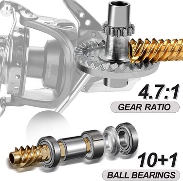 Котушка для риболовлі Sougayilang Surf, спінінгова котушка з нержавіючої сталі 111BB, суперпотужний фрикційний гачок серії 10000, котушка з великою місткістю волосіні для морської або прісноводної риболовлі на сома, коропа Срібна