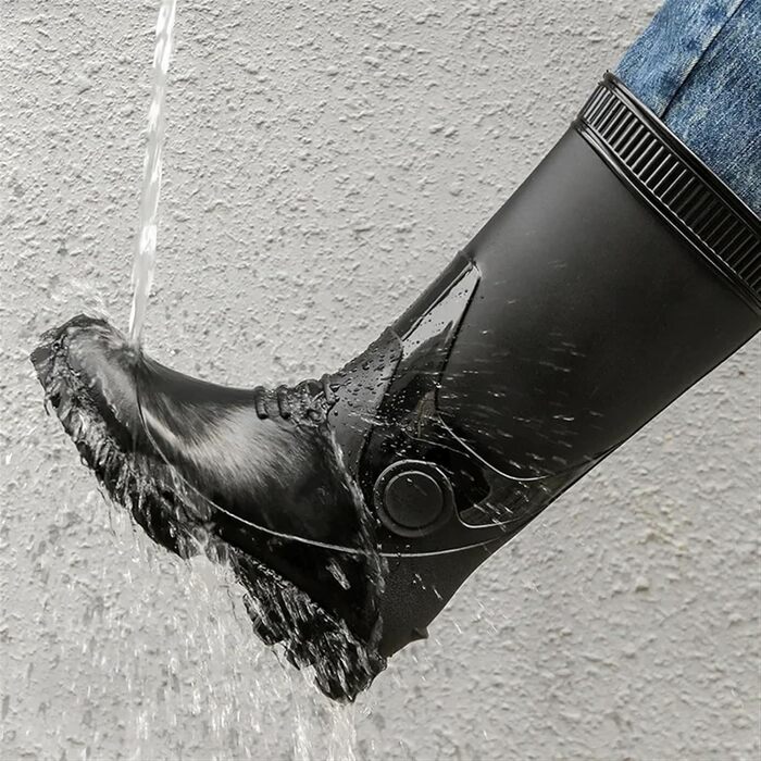 Чоловіче гумове взуття, чоловічі гумові чоботи, високі гумові черевики для активного відпочинку на природі, чоботи на платформі для водного взуття, чорні, розмір EU 41