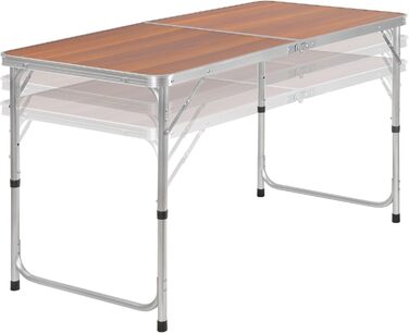 Алюмінієвий кемпінговий стіл CampFeuer для 6 осіб 120 x 60 см Складаний садовий стіл, розкладний стіл, розкладний балконний стіл Вуличний стіл з регульованою висотою, розкладний стіл для кемпінгу, саду, патіо