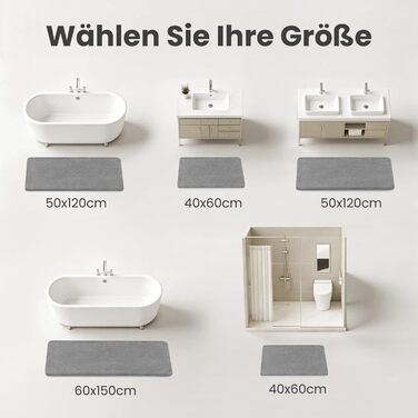 Килимок для ванної Sour Lemon, нековзний, 50x120 см, сірий килимок для ванної з мікрофібри, килимок для ванної, що миється, м&39який та пухнастий килимок для ванної, абсорбуючий килимок для душу, ванни, туалету, сірий, 50 x 120 см