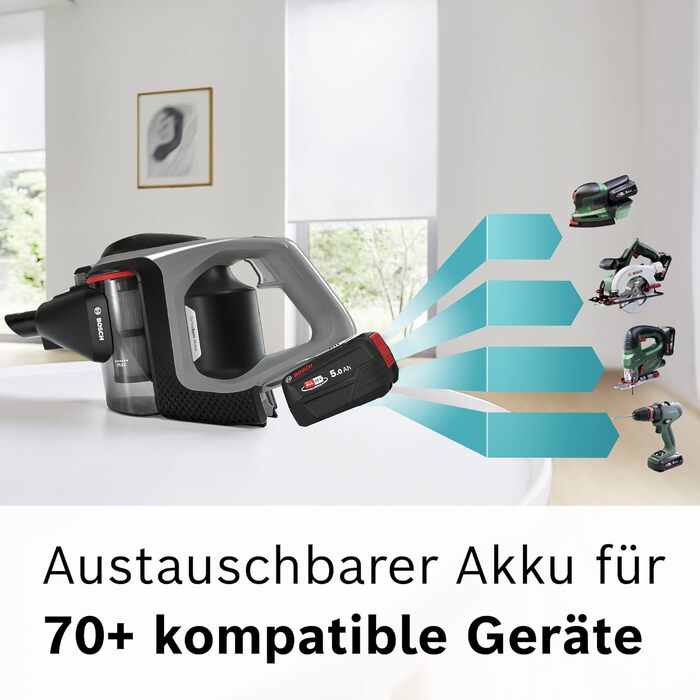 Акумуляторний пилосос Bosch Unlimited 8 BSS825MULT, бездротовий, система фільтрації HEPA, 10-річна гарантія на двигун, висока поту